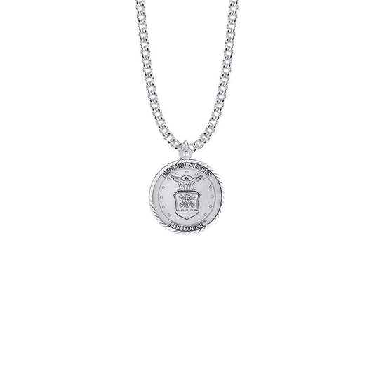 Small St Michael Air Force Necklace - Sterling Silver Medal On 20 Stainless Chain SM8258SH